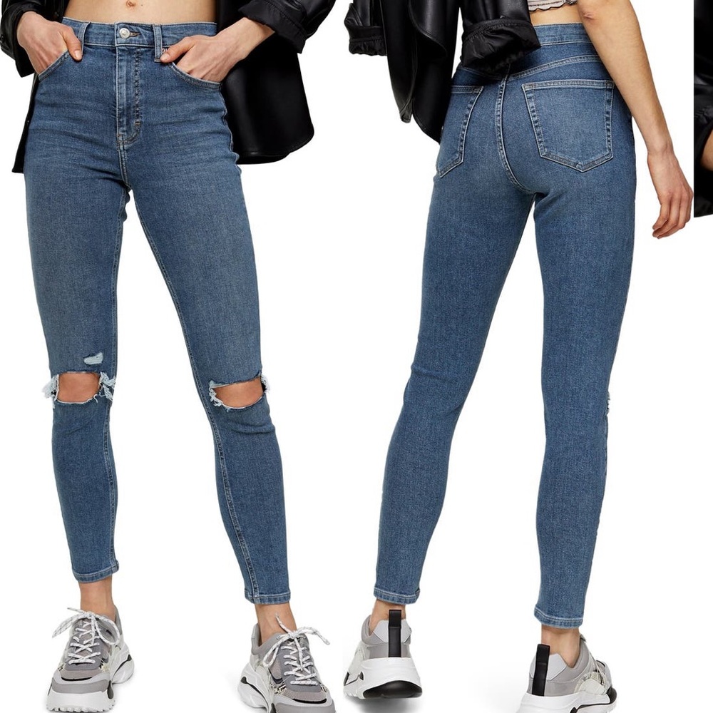 Topshop Jaime Ripped High Waist Crop Jeans